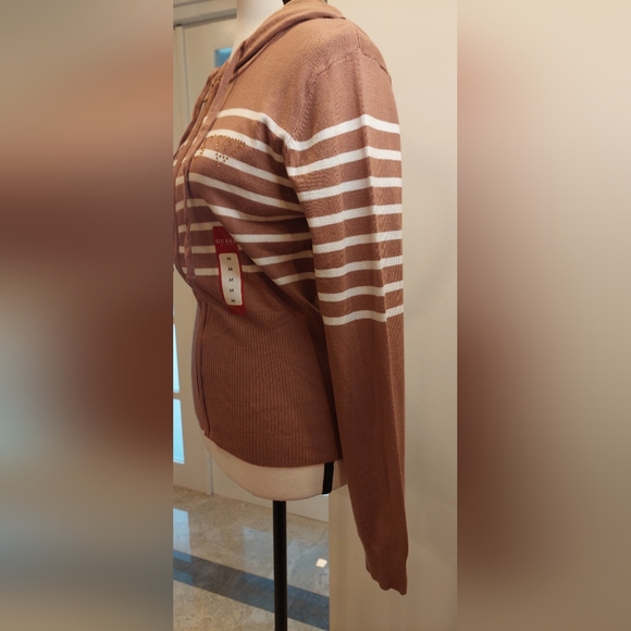 Guess Tan and White Casual Hoodie - Picture 3 of 6